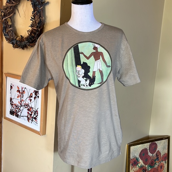 TIN TIN sz Large TEE Shirt Hergé's The Adventure of Tintin Cigars of the Pharaoh - Picture 1 of 12